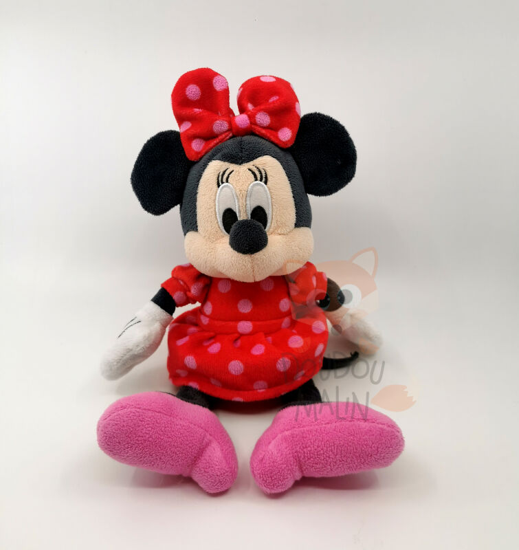  - minnie mouse - plush red dress pink 25 cm 